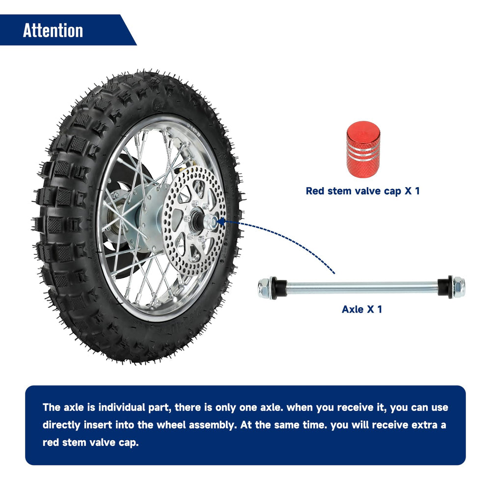 FVRITO wheel mounted on a mini dirt bike demonstrating ready-to-use installation