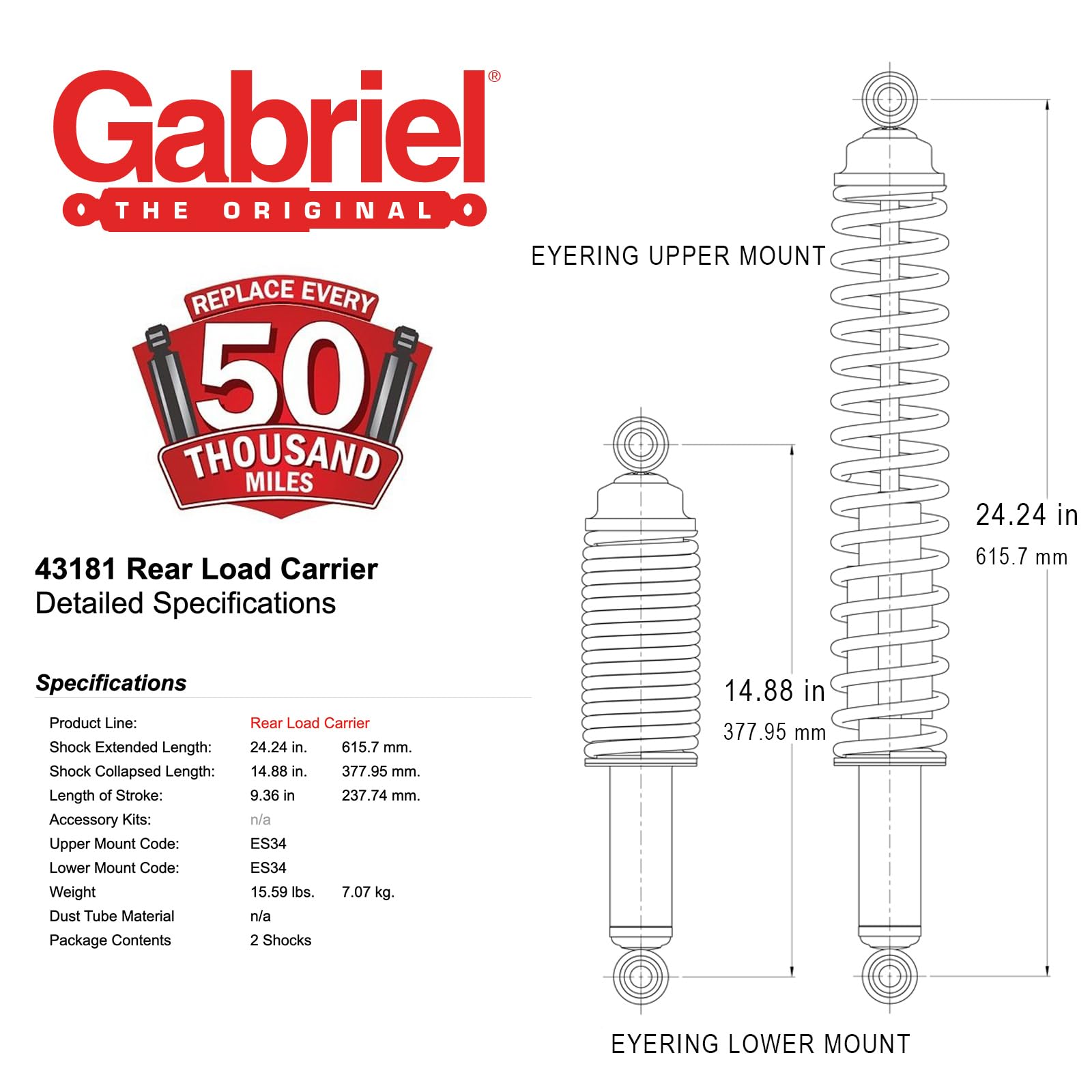 Gabriel load carrier side-by-side old versus new shocks for comparison