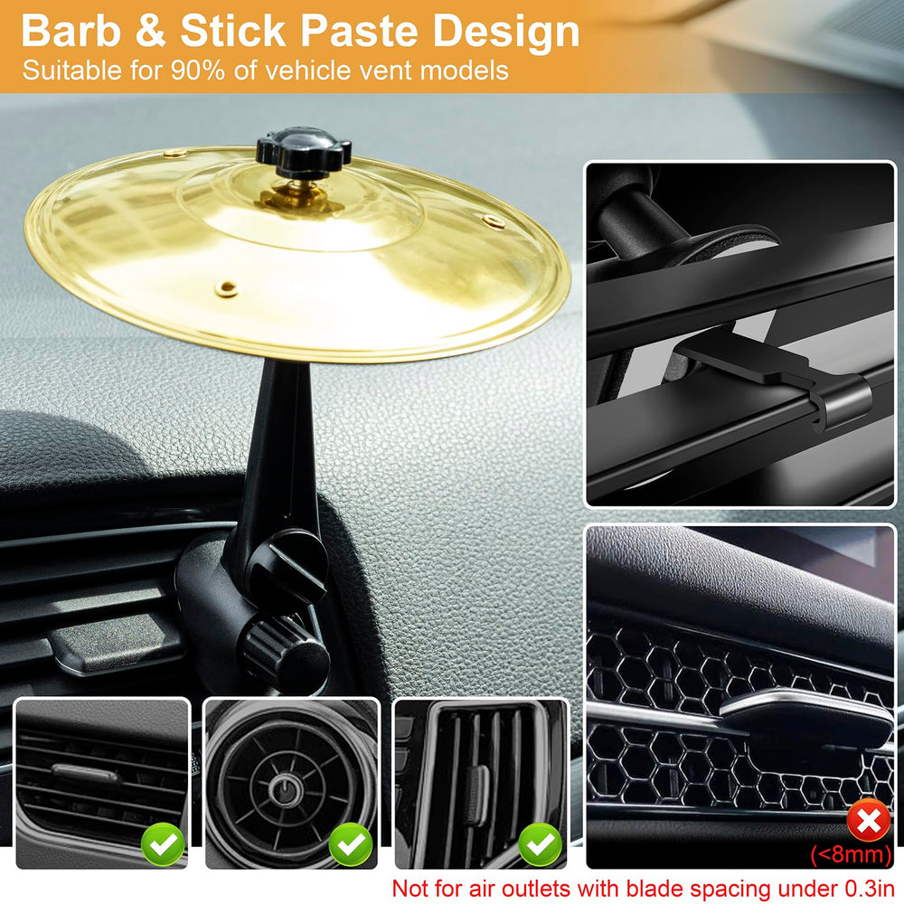 Gadinan cymbal mounted on dashboard demonstrating compact decorative use