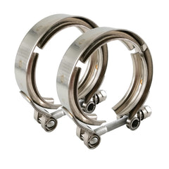 GaeaAuto front view of both 2.5 inch V-band clamps showing secure fit benefit