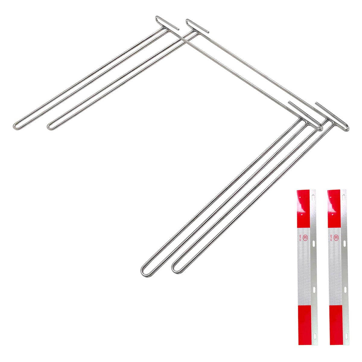 GaeaAuto front view of chrome anti-sail brackets showing pair and reflectors for stability