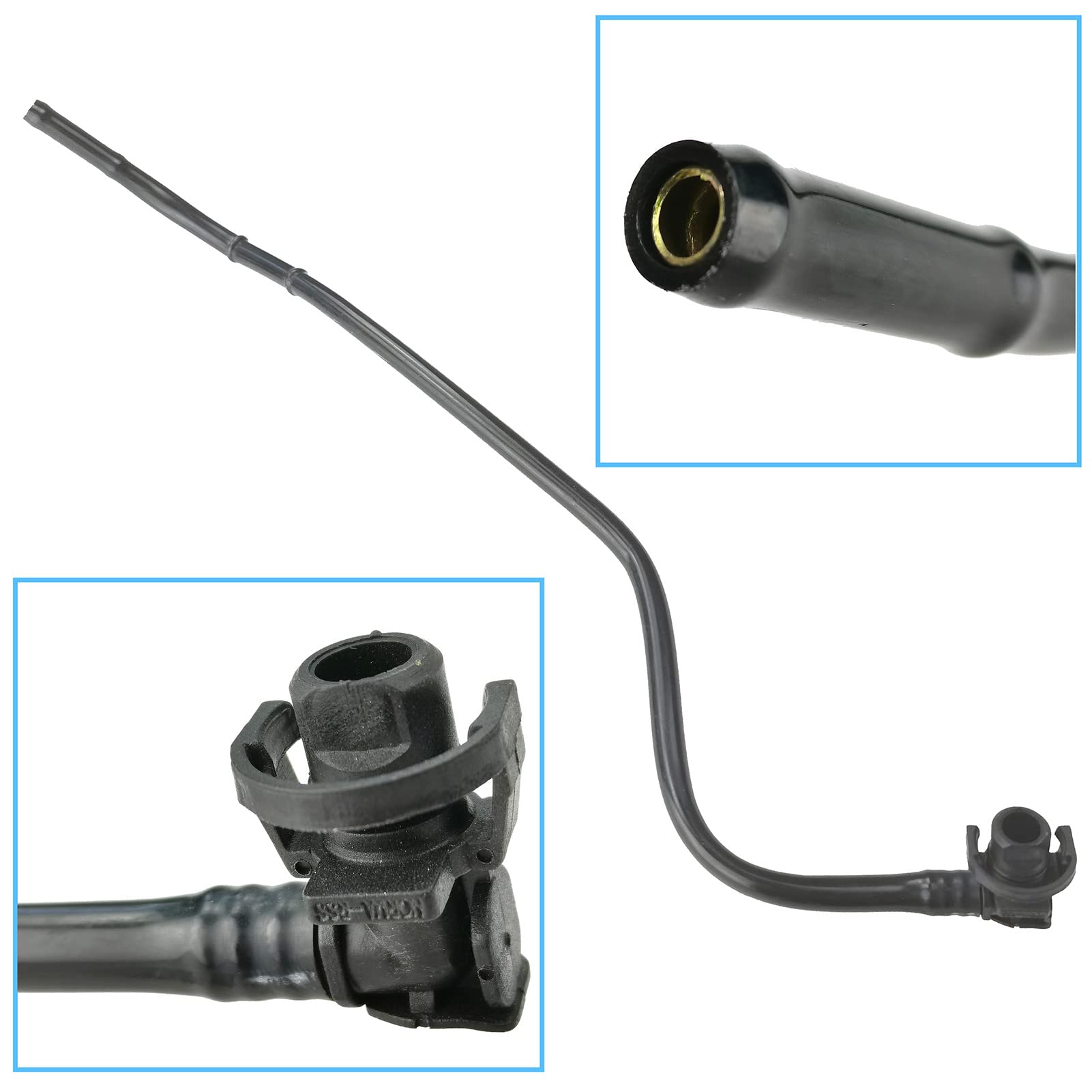 GaeaAuto hose beside ruler for scale showing accurate OEM dimensions for hassle-free swap