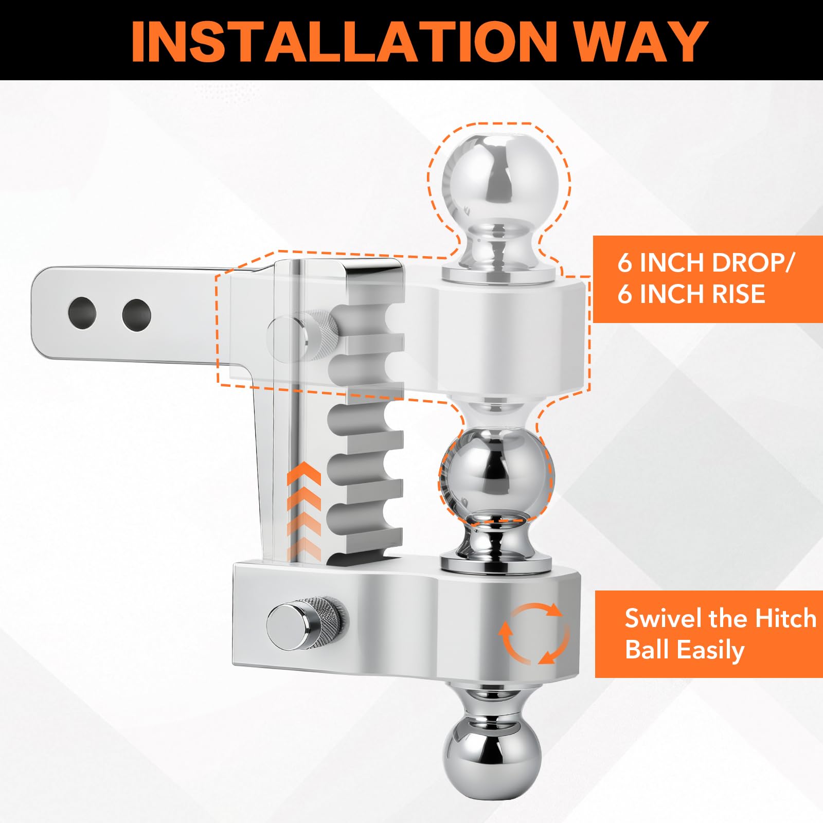 GAFONAXDRI placed beside a steel hitch to compare weight, highlights lighter construction