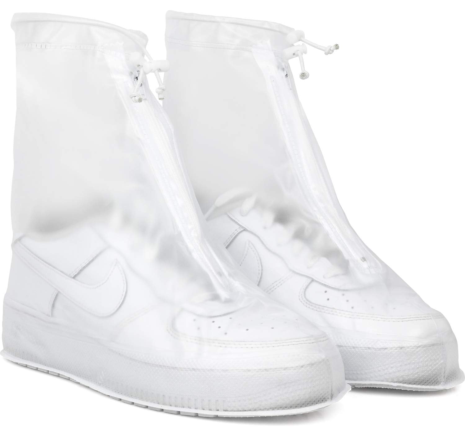 Galashield clear overshoes front view showing full coverage and visibility benefit