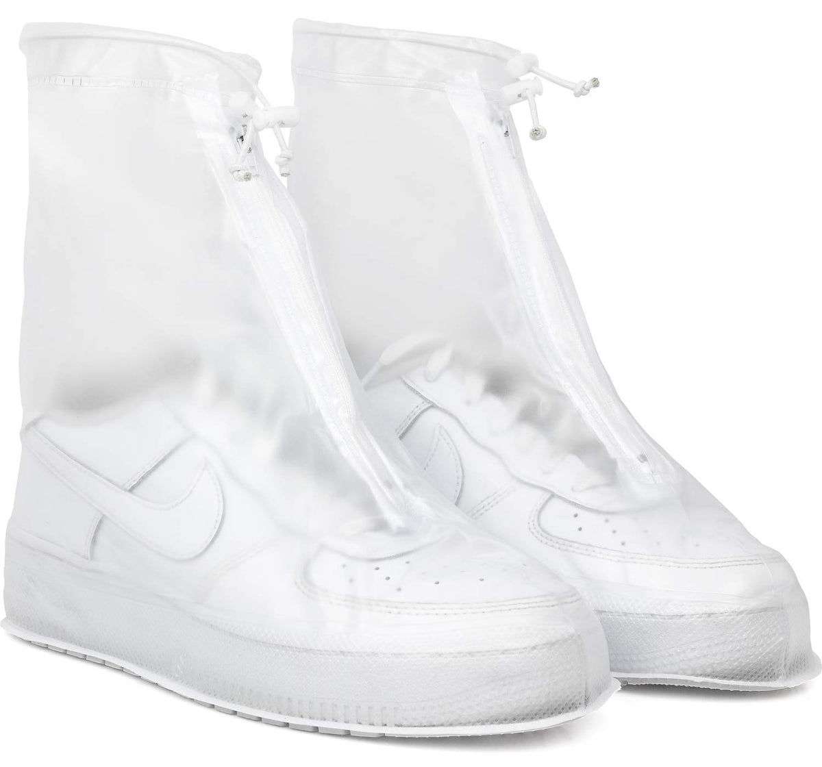Galashield clear overshoes front view showing full coverage and visibility benefit