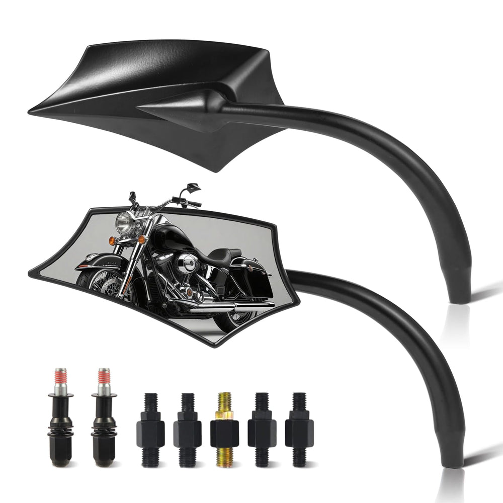 GAMAZING front view of mirror set showing finish and shape, improves bike styling