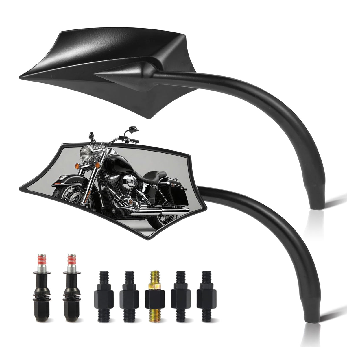 GAMAZING front view of mirror set showing finish and shape, improves bike styling