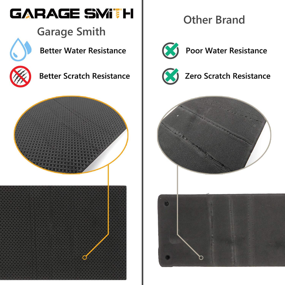 Garage Smith back adhesive detail with fiberglass mesh, shows clean removal