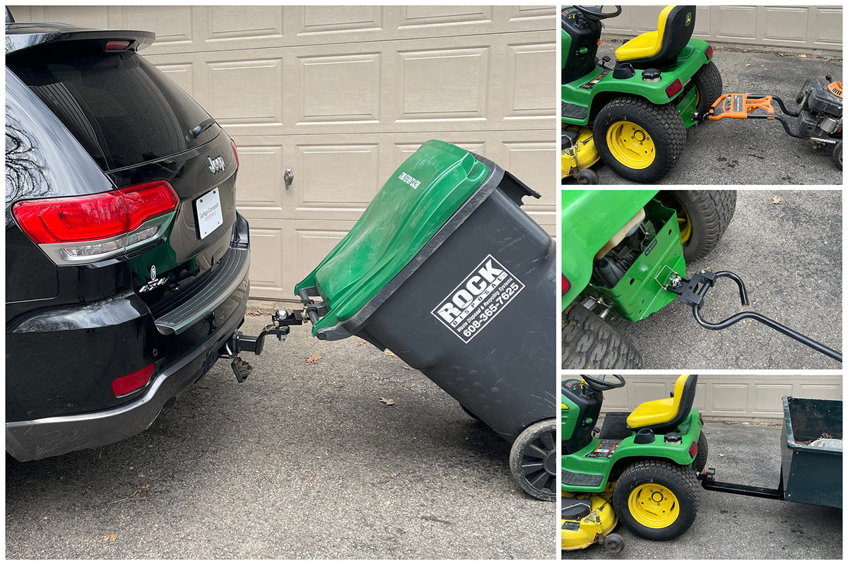 Garbage Commander front view of combo hitch showing heavy-duty build and secure towing