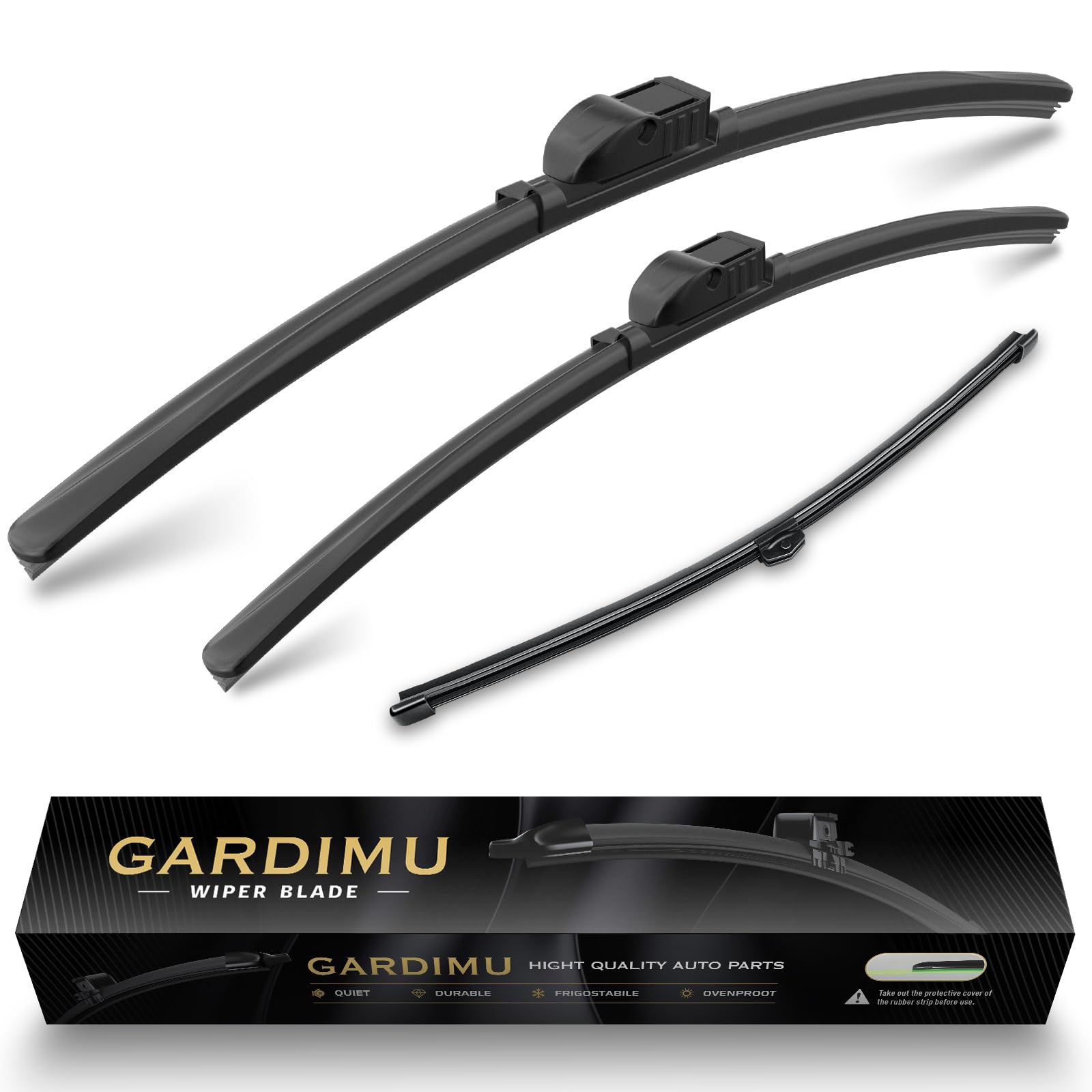 GARDIMU front blade packaging showing complete 3-piece kit and fitment details