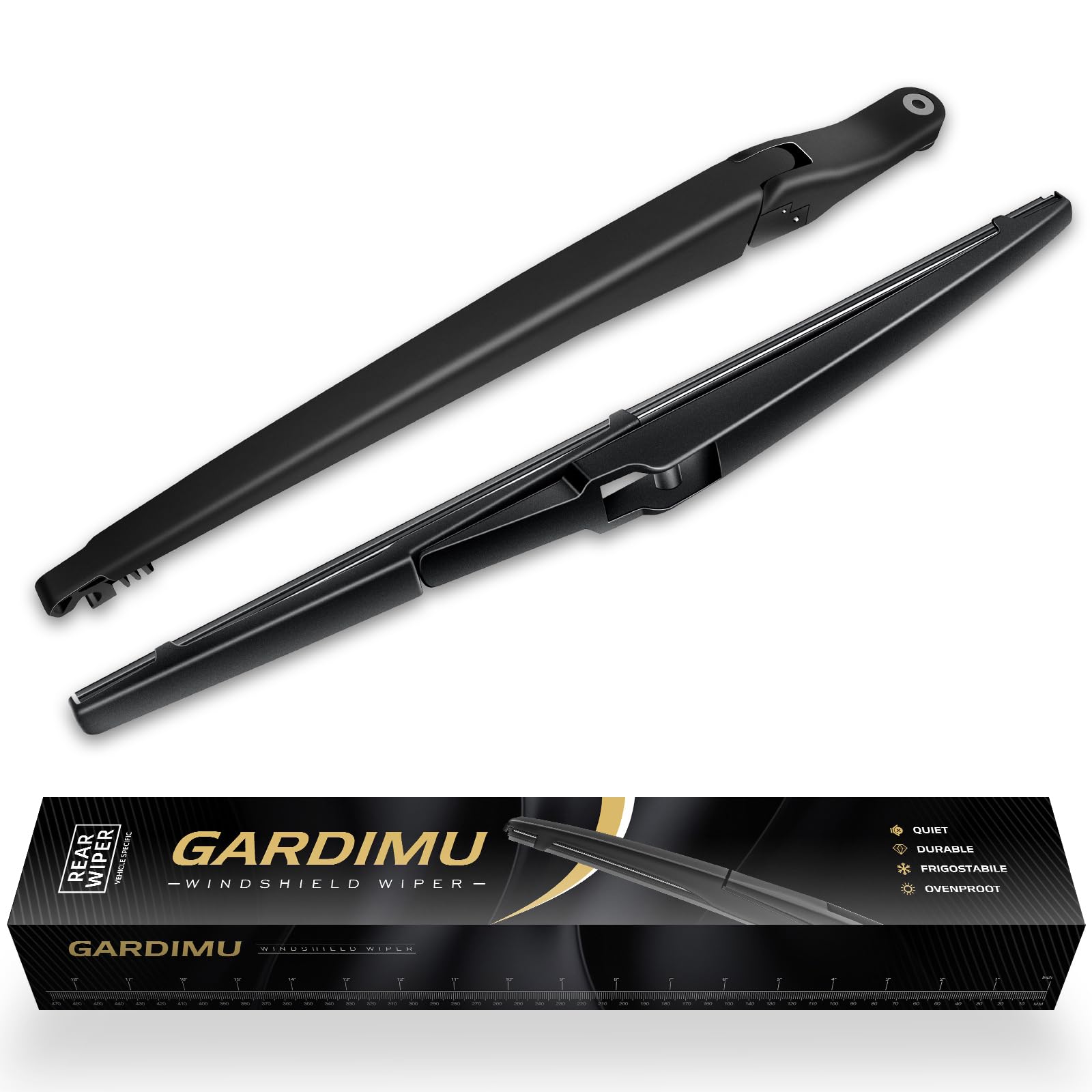 GARDIMU rear wiper front view shows exact OEM fit and easy replacement