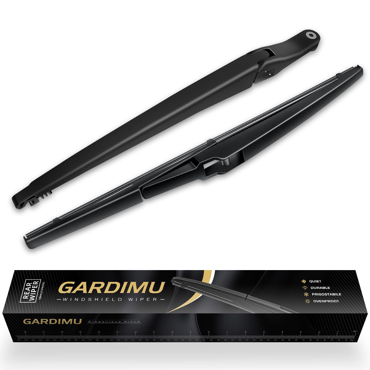 GARDIMU rear wiper front view shows exact OEM fit and easy replacement