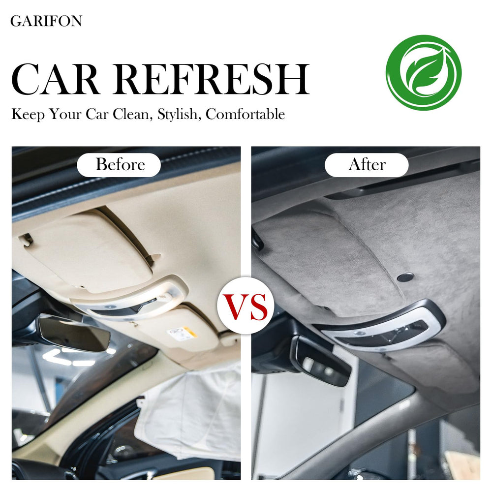 Garifon installed headliner in car demonstrating improved cabin look and quieting benefit