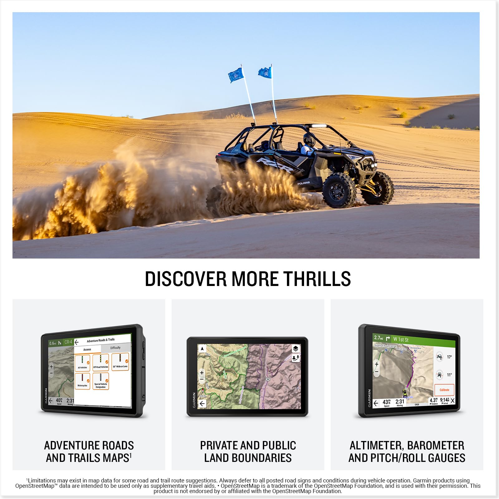 Garmin Tread 2 satellite imagery view offering high-resolution overhead route detail