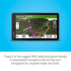 Garmin Tread 2 mounted on handlebar showing secure installation advantage