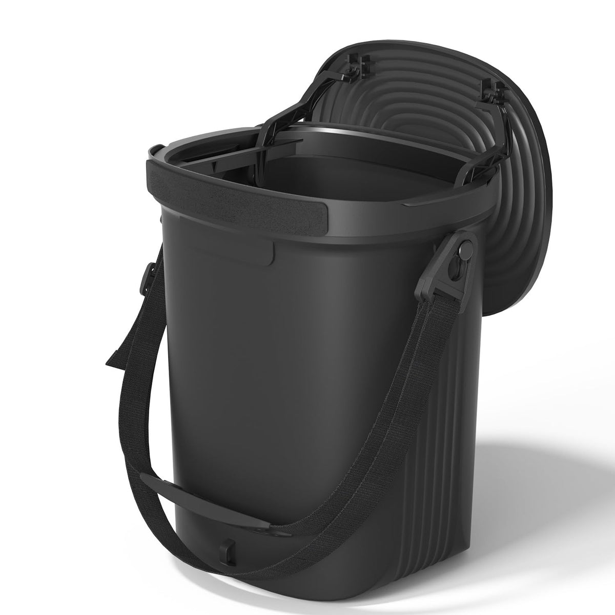Garoopion front view with lid showing leakproof seal and tidy interior