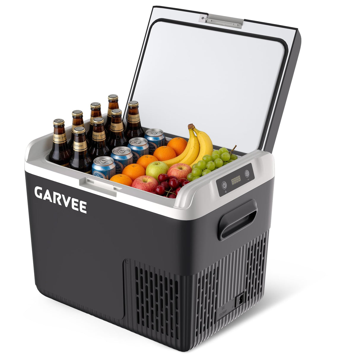 Garvee front view showing compact fridge and easy access benefit