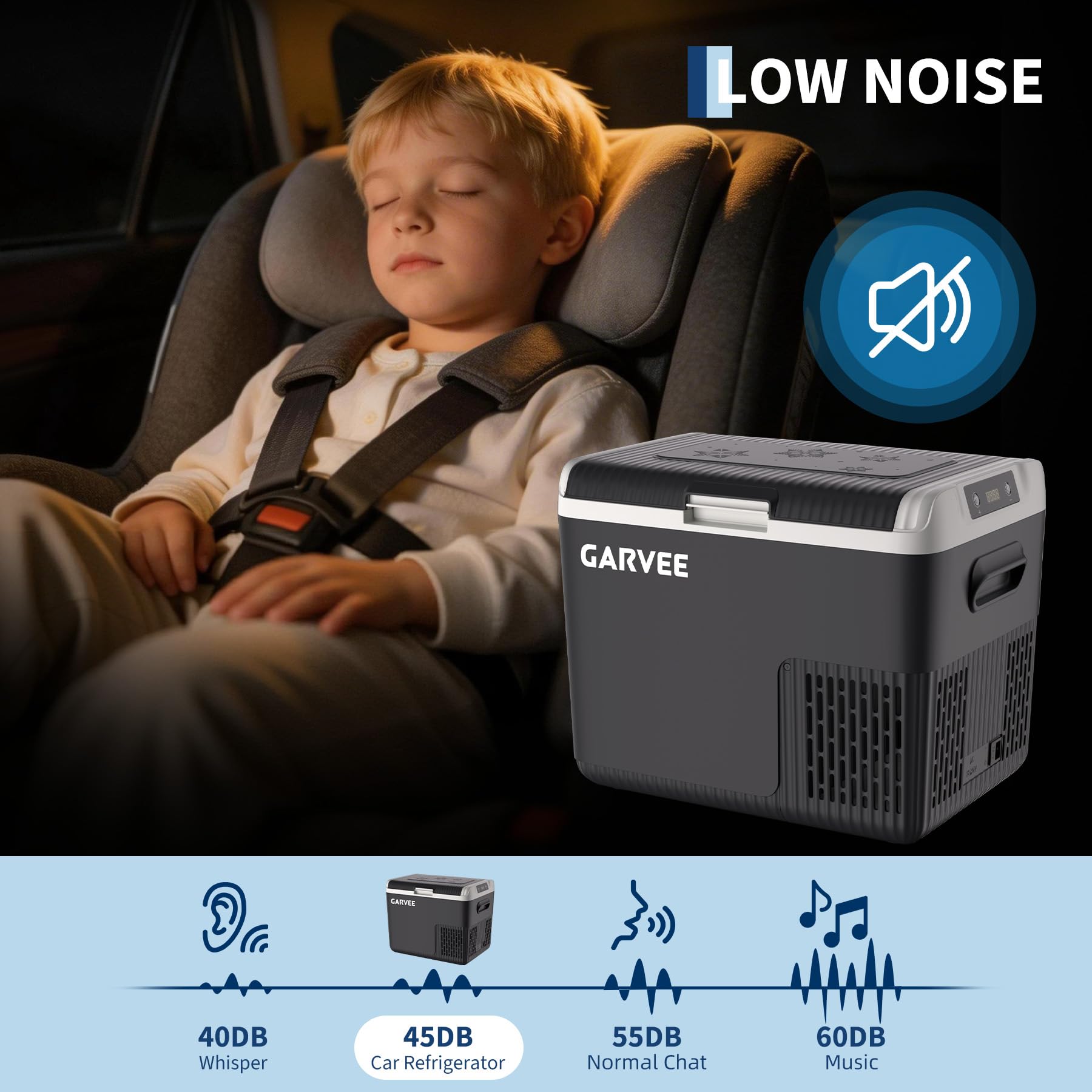 Garvee in vehicle lifestyle scene showing reliable cooling on the road benefit