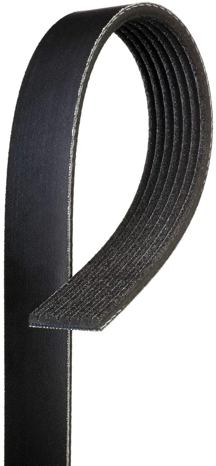 Gates belt next to measuring tape illustrating 7PK2217 length for accurate selection benefit