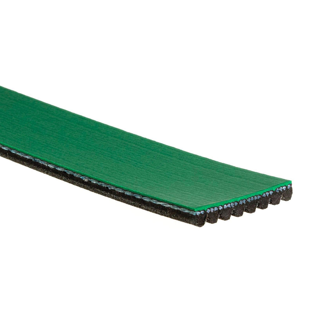 Closeup of Gates belt ribs and patented EPDM compound showing wear resistance