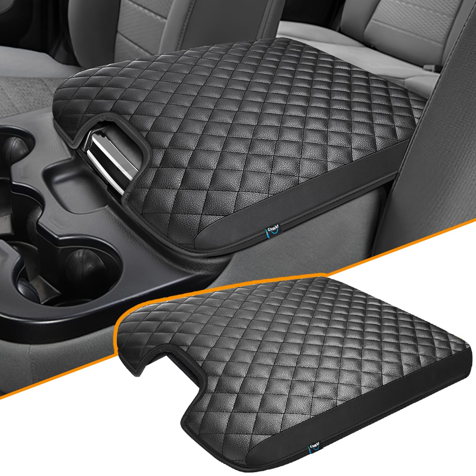 GAWAF front view of console cover showing perfect fit and improved comfort