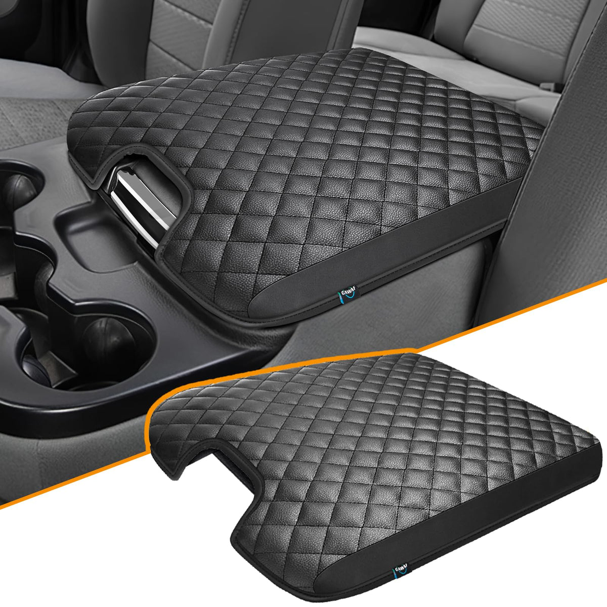GAWAF front view of console cover showing perfect fit and improved comfort