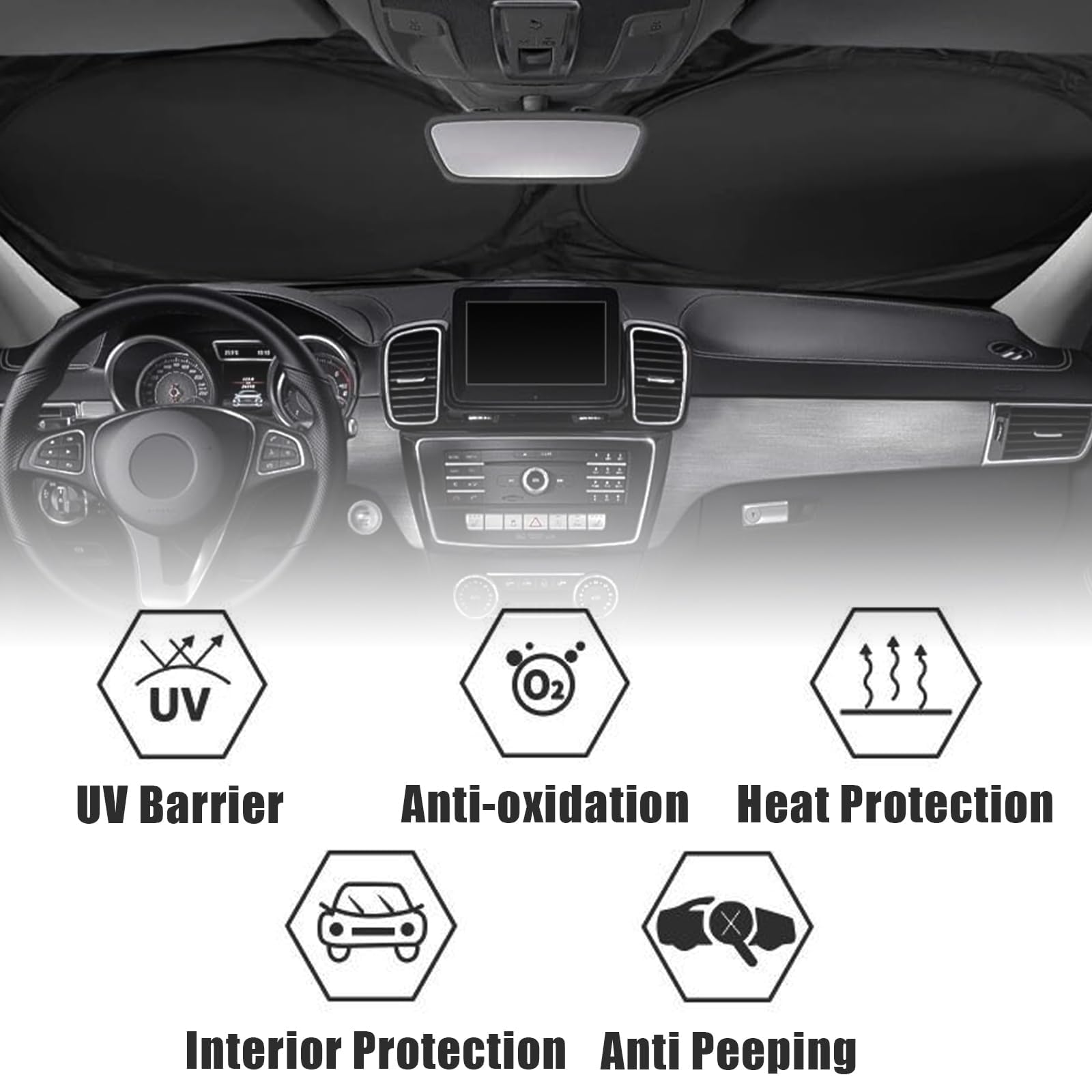 Gayruaicjz installed on windshield reducing glare and cabin heat