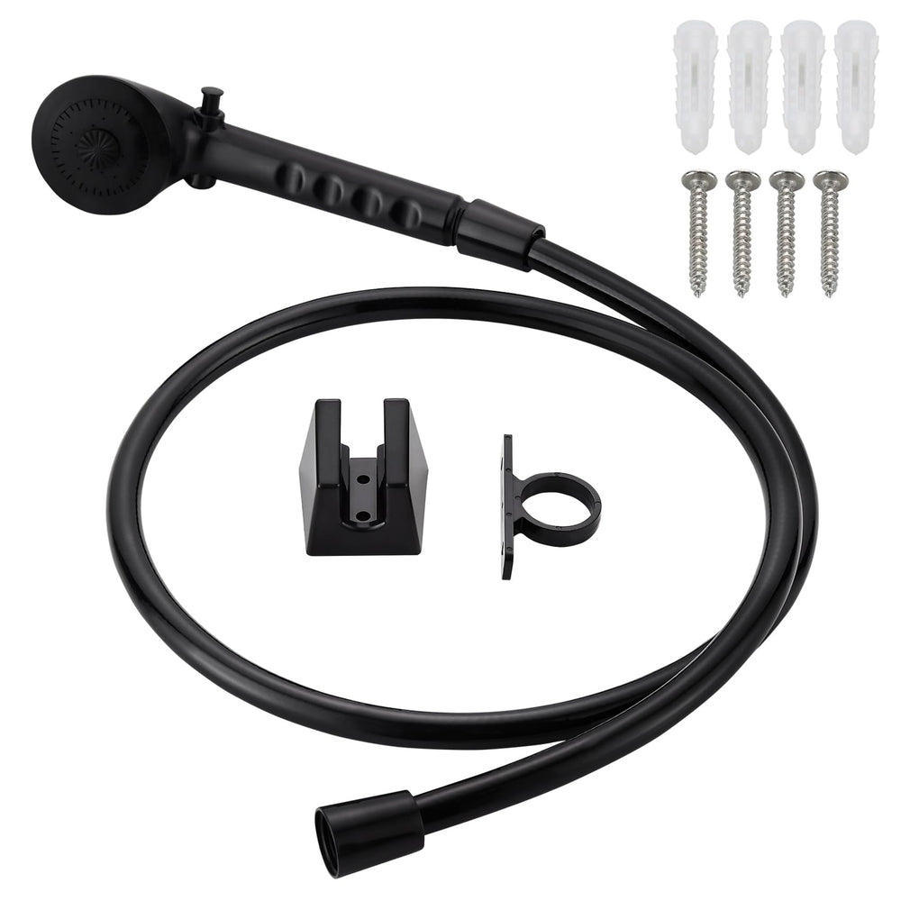 gcbcrit shower kit next to hand and ruler illustrating compact size and portable fit