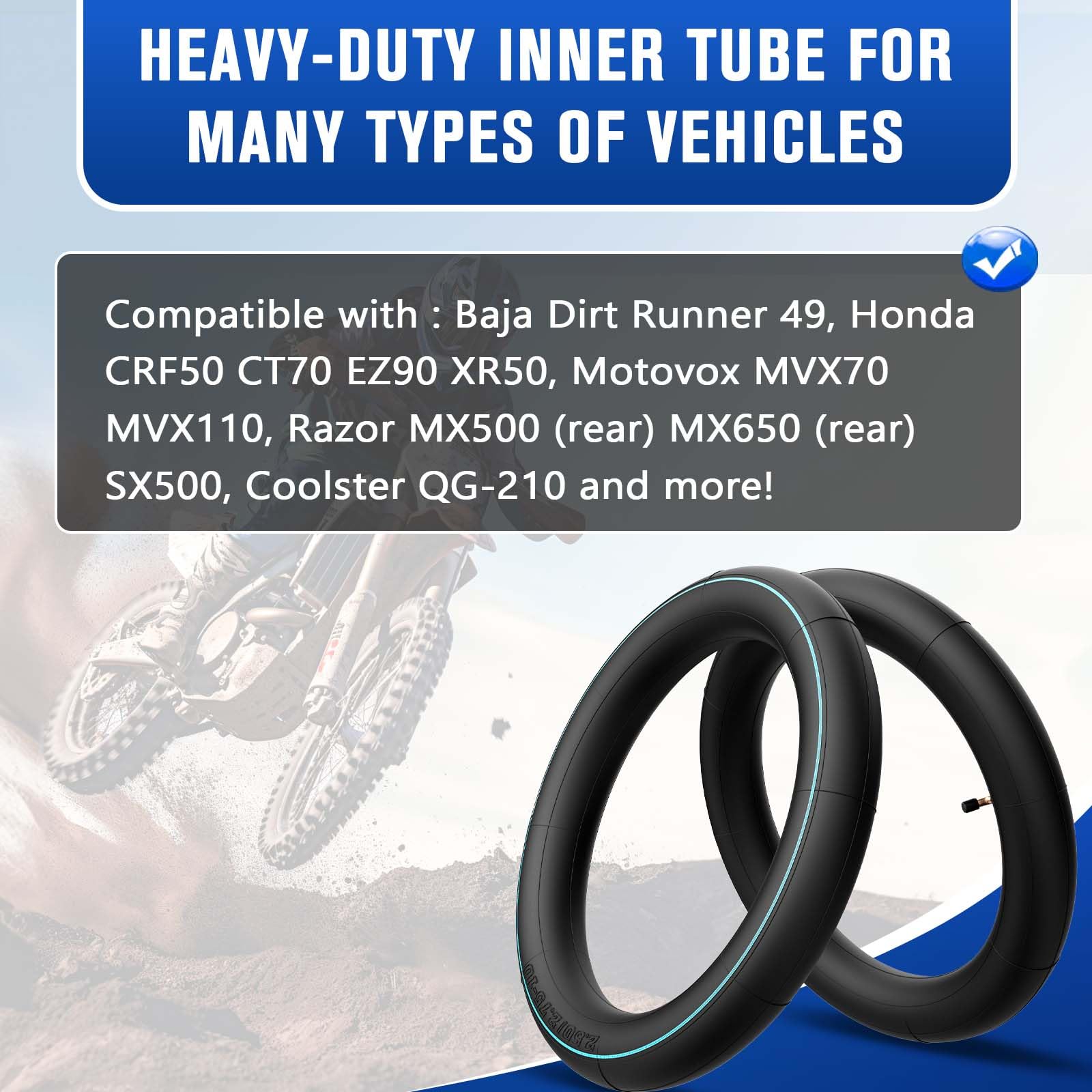 GDHSWJ tube mounted on a dirt bike wheel, reliable trail performance