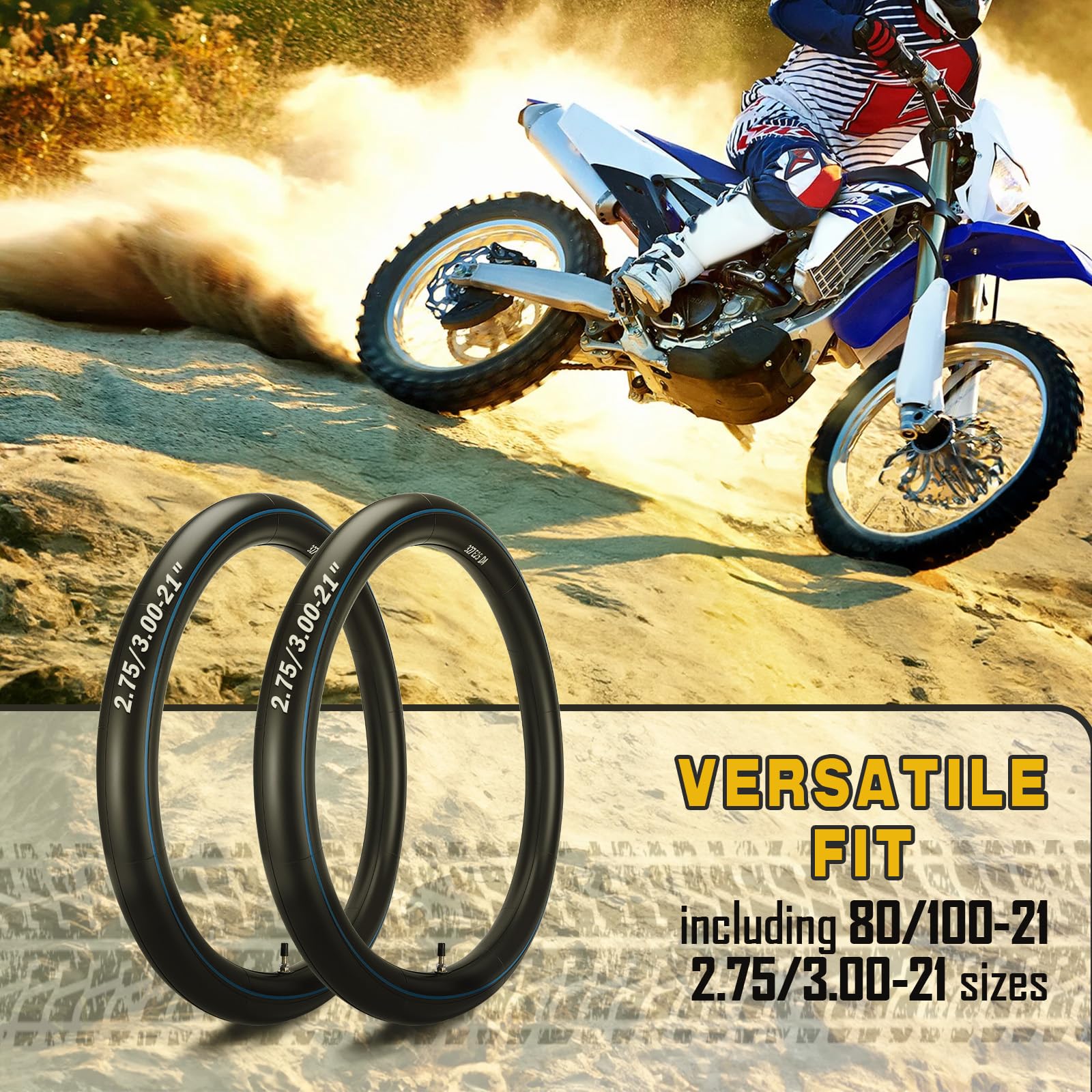 GDHSWJ inner tube mounted on a dirt bike wheel illustrating fit and readiness