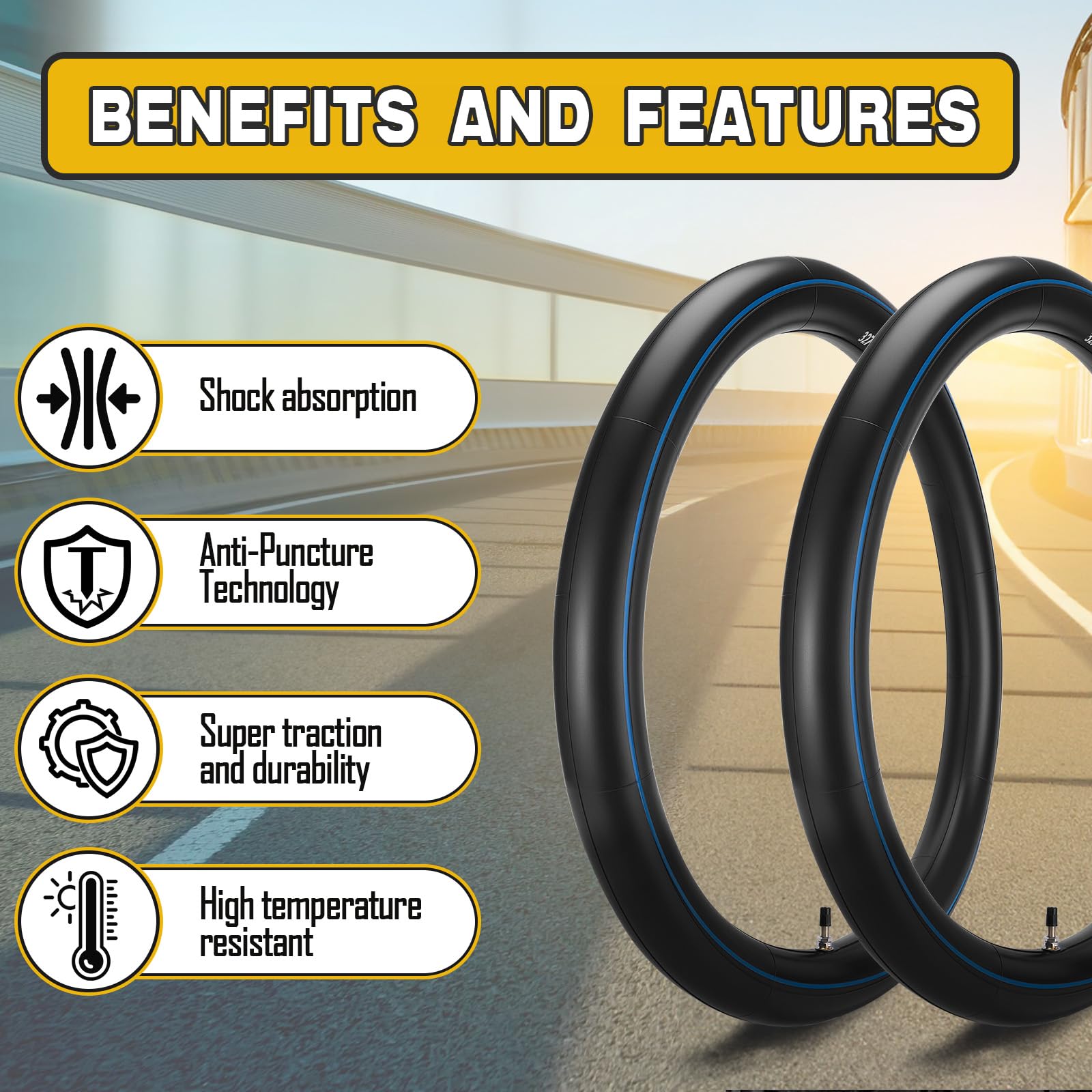 GDHSWJ tube beside a 21" tire for clear scale and compatibility reference