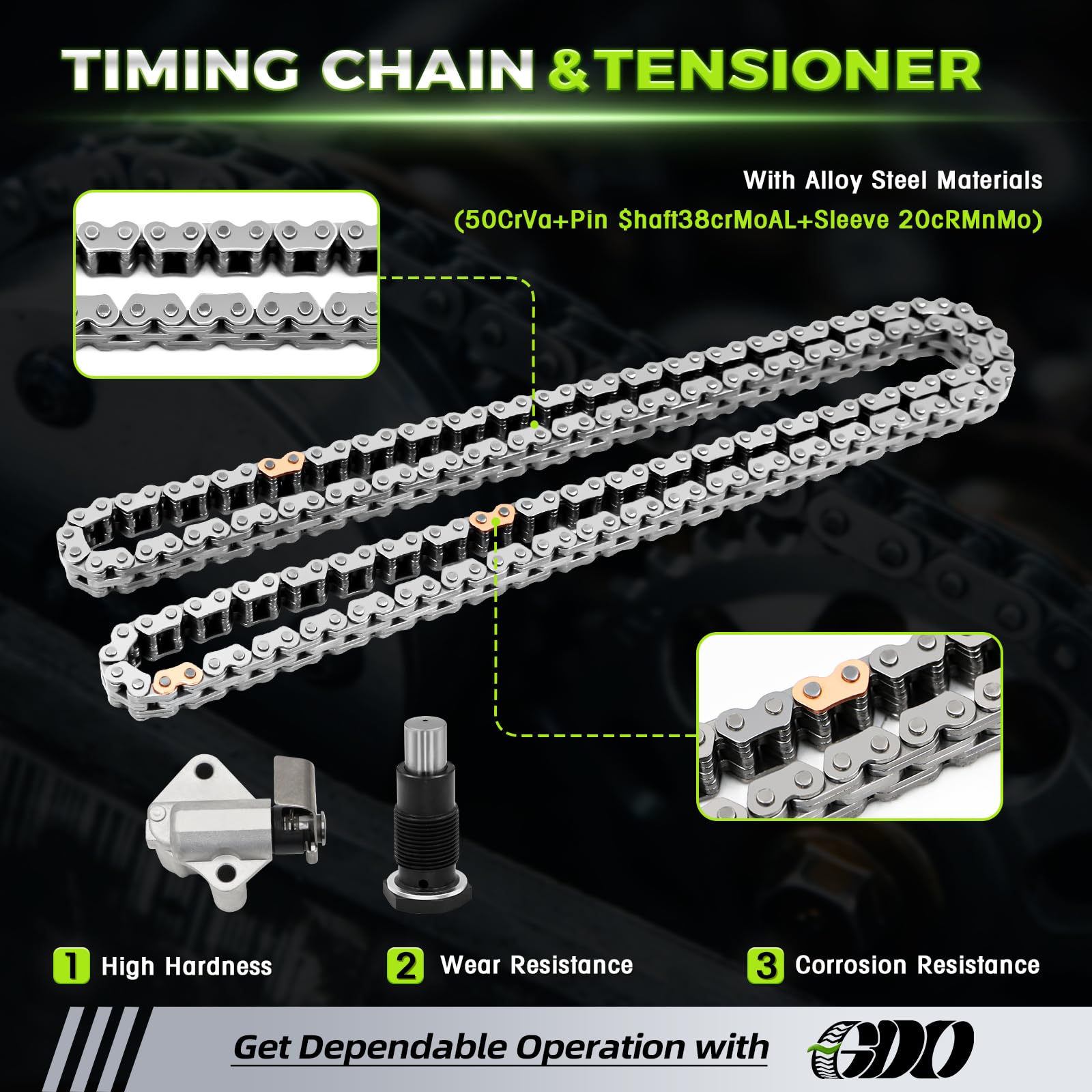 GDO upper timing cover detail highlighting accurate fitment for leak prevention