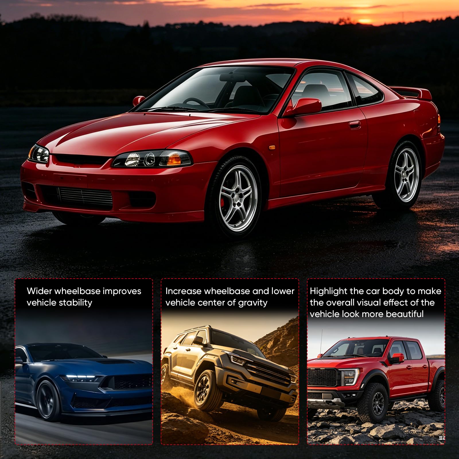 GDSMOTU lifestyle shot of truck with aggressive stance illustrating improved road presence