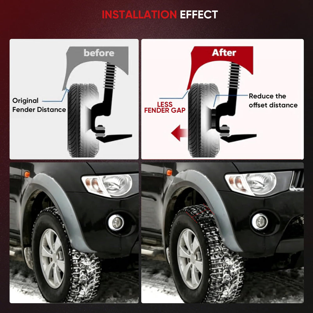 GDSMOTU installed spacer showing wider tire clearance for better fitment and brake access