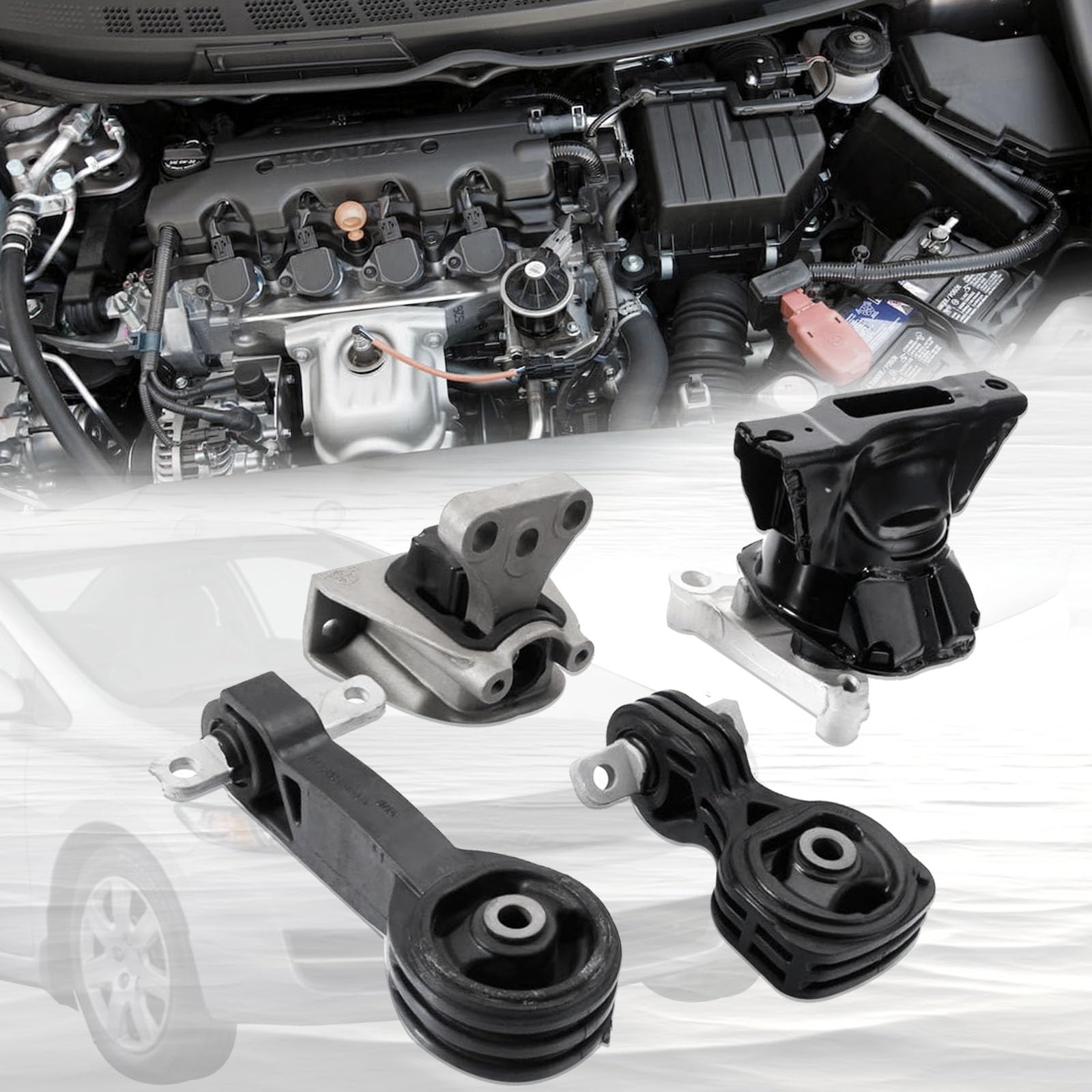 Gdydi mount installed in Honda Civic engine bay improving stability and NVH