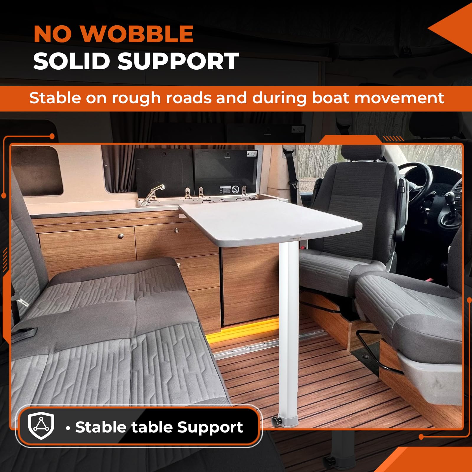 GEARBONE installed in RV dining area showing stable meal support benefit
