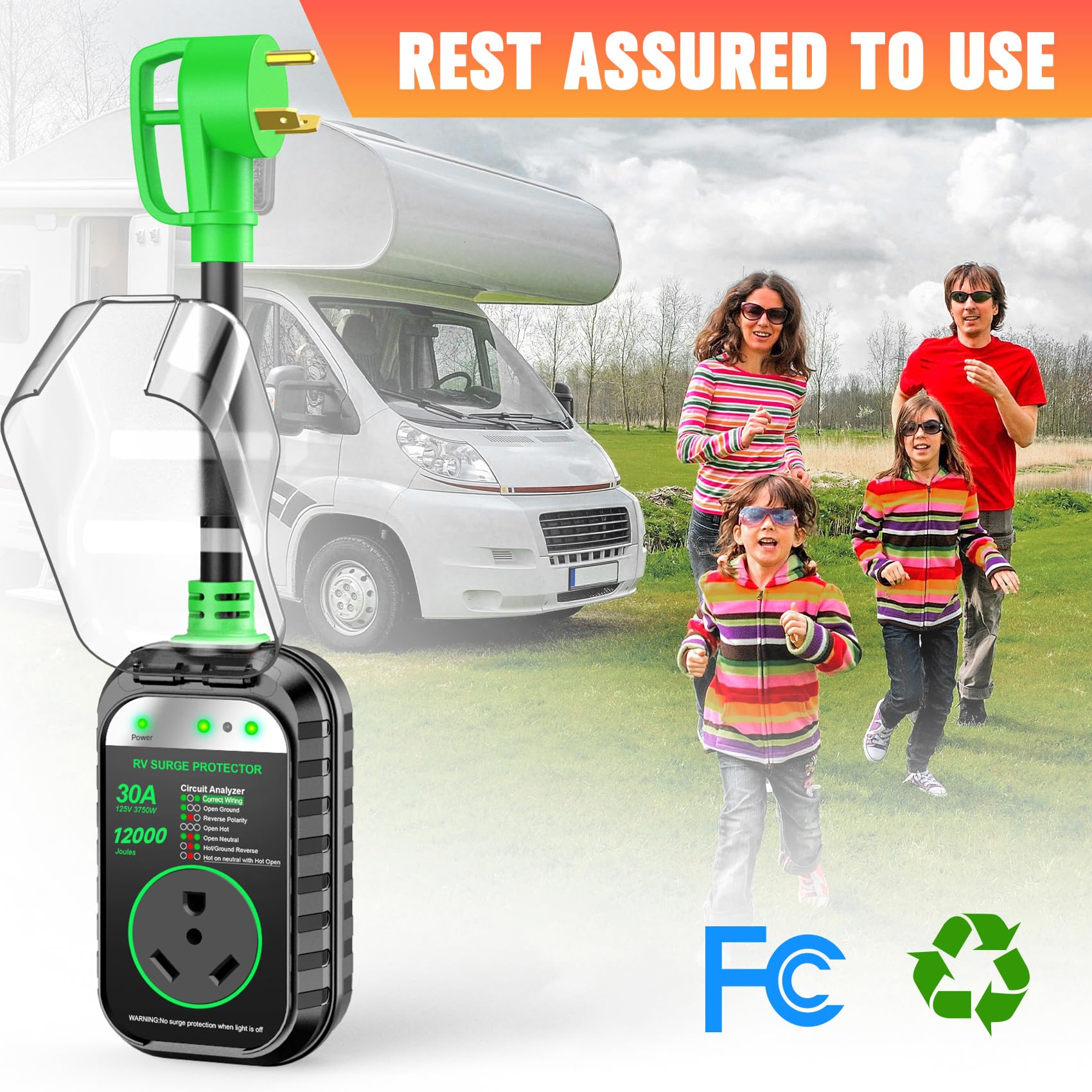 GEARGO size comparison beside RV cord, compact for easy storage