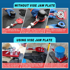 GEAROLL cutting action on oil filter showing clean circular incision benefit