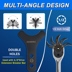 GEAROLL detail of lever angle showing adjustable pulling arm for precise positioning