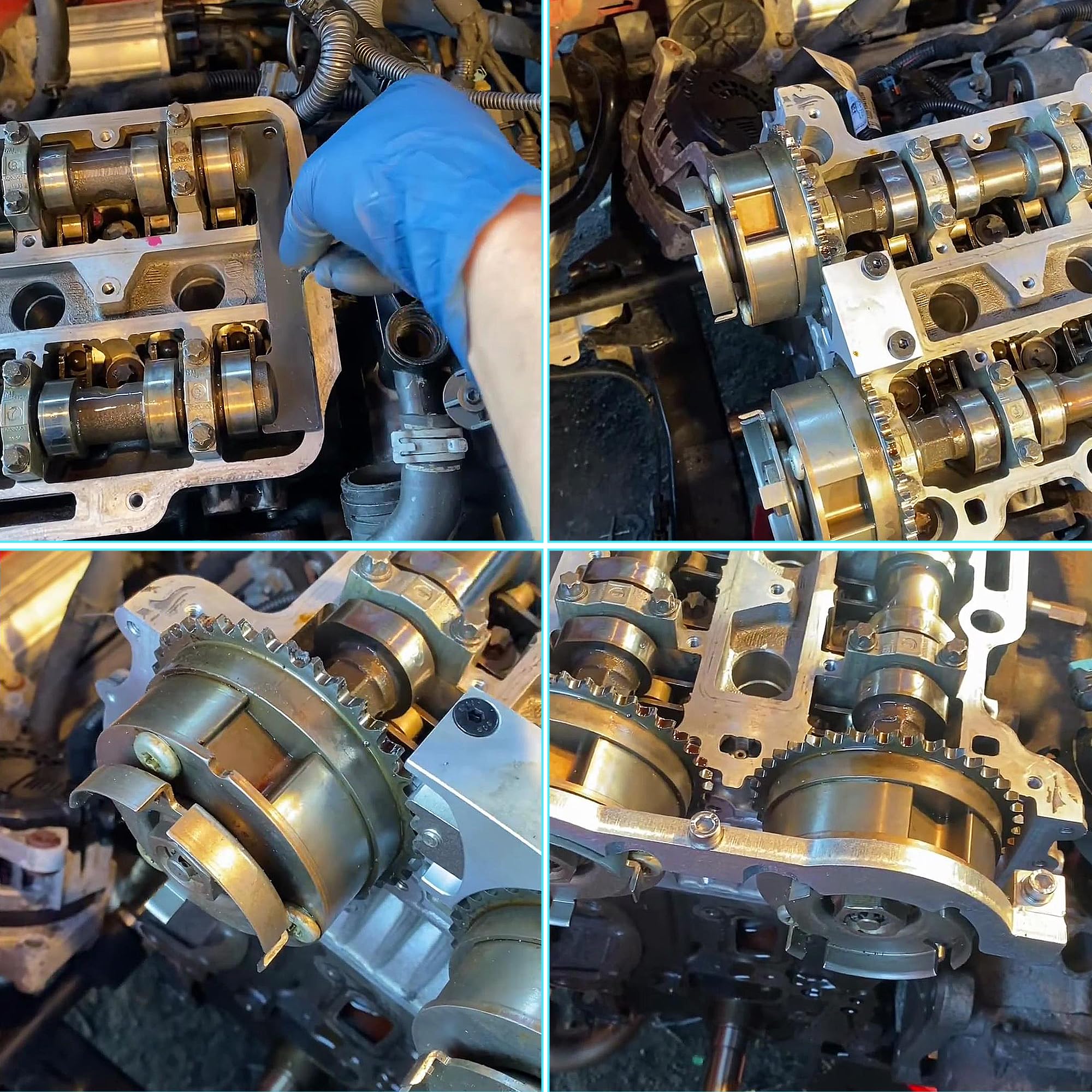 GEAROLL tools in use on an engine showing reliable alignment during timing work