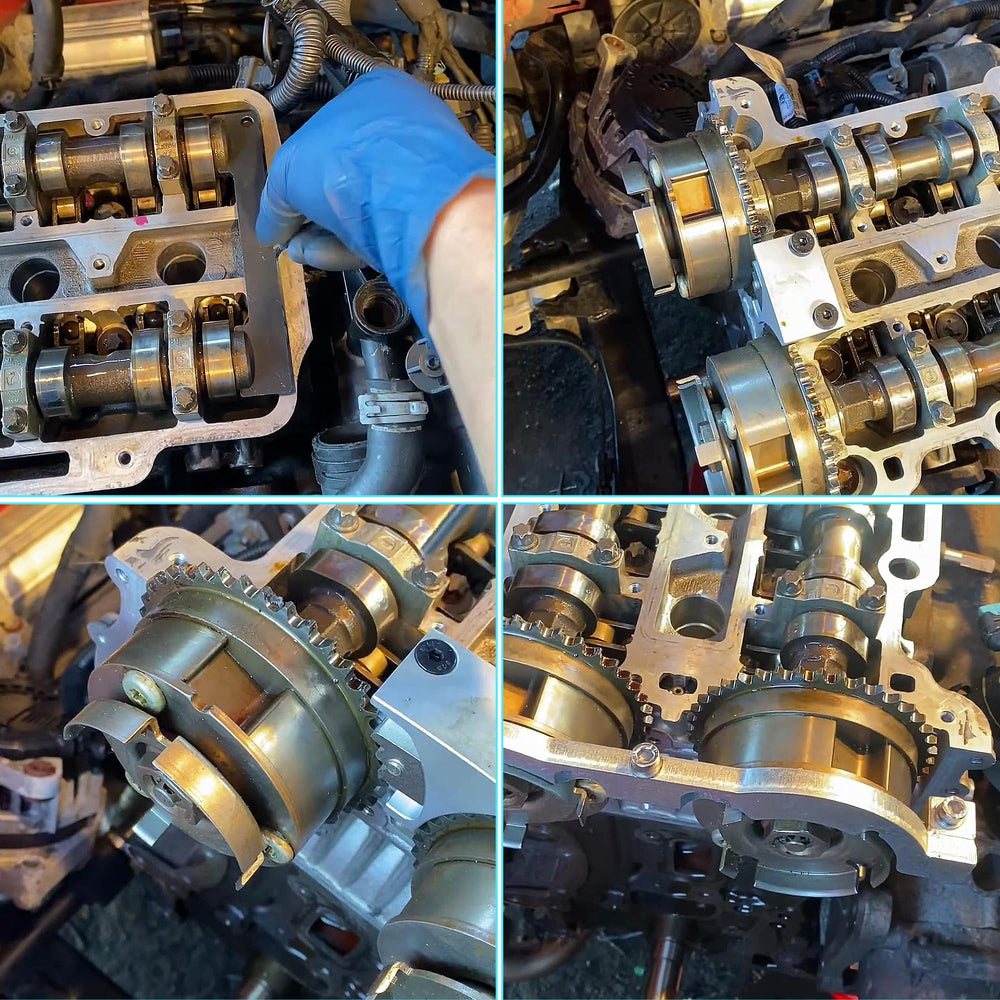 GEAROLL tools in use on an engine showing reliable alignment during timing work