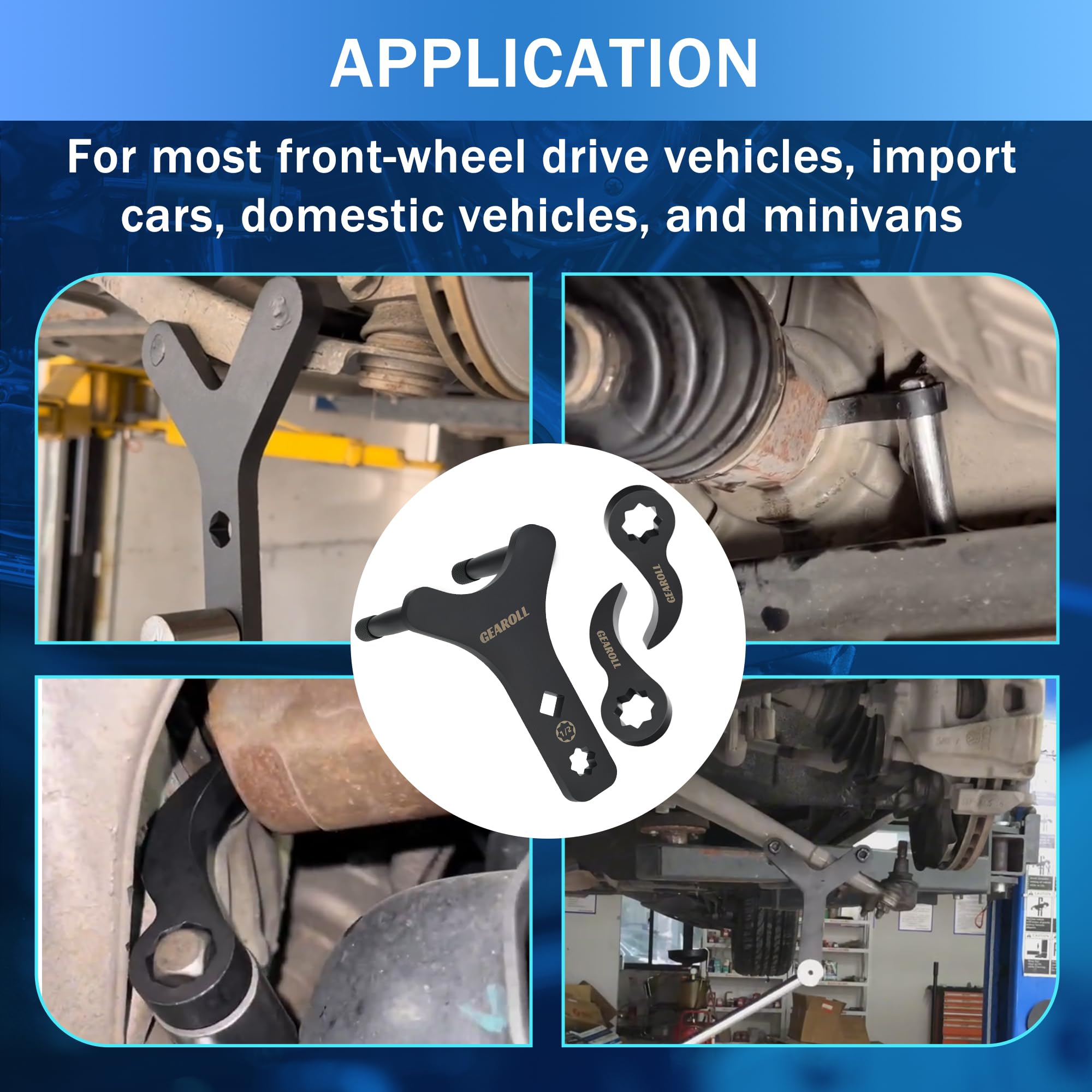 GEAROLL tool next to a 1/2 inch breaker bar showing scale and compatibility