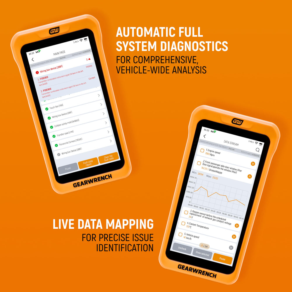 GEARWRENCH GWSMART05 in use on engine demonstrating bidirectional actuator testing