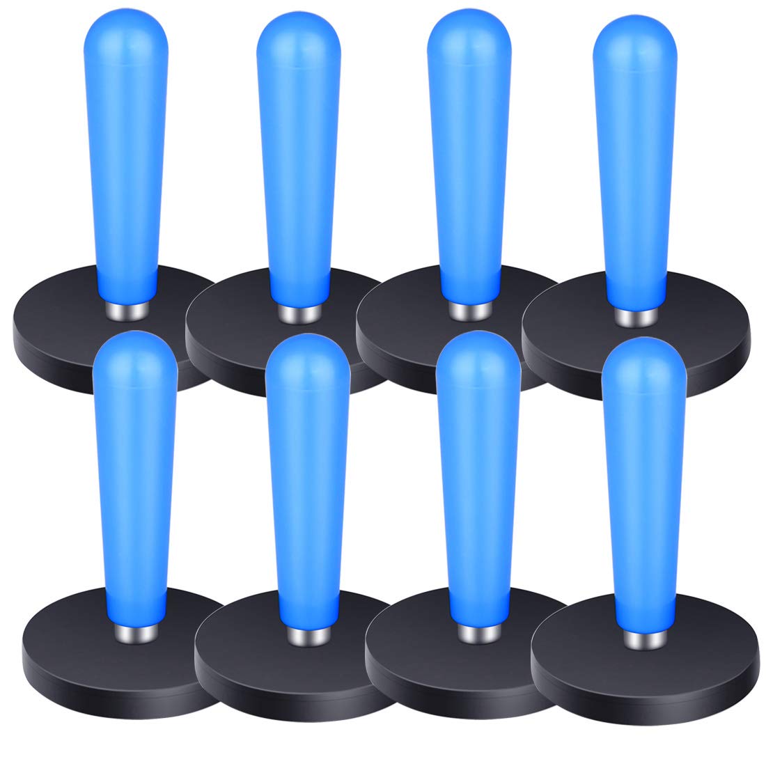Gebildet front view of eight magnet holders showing compact kit and quick setup benefit