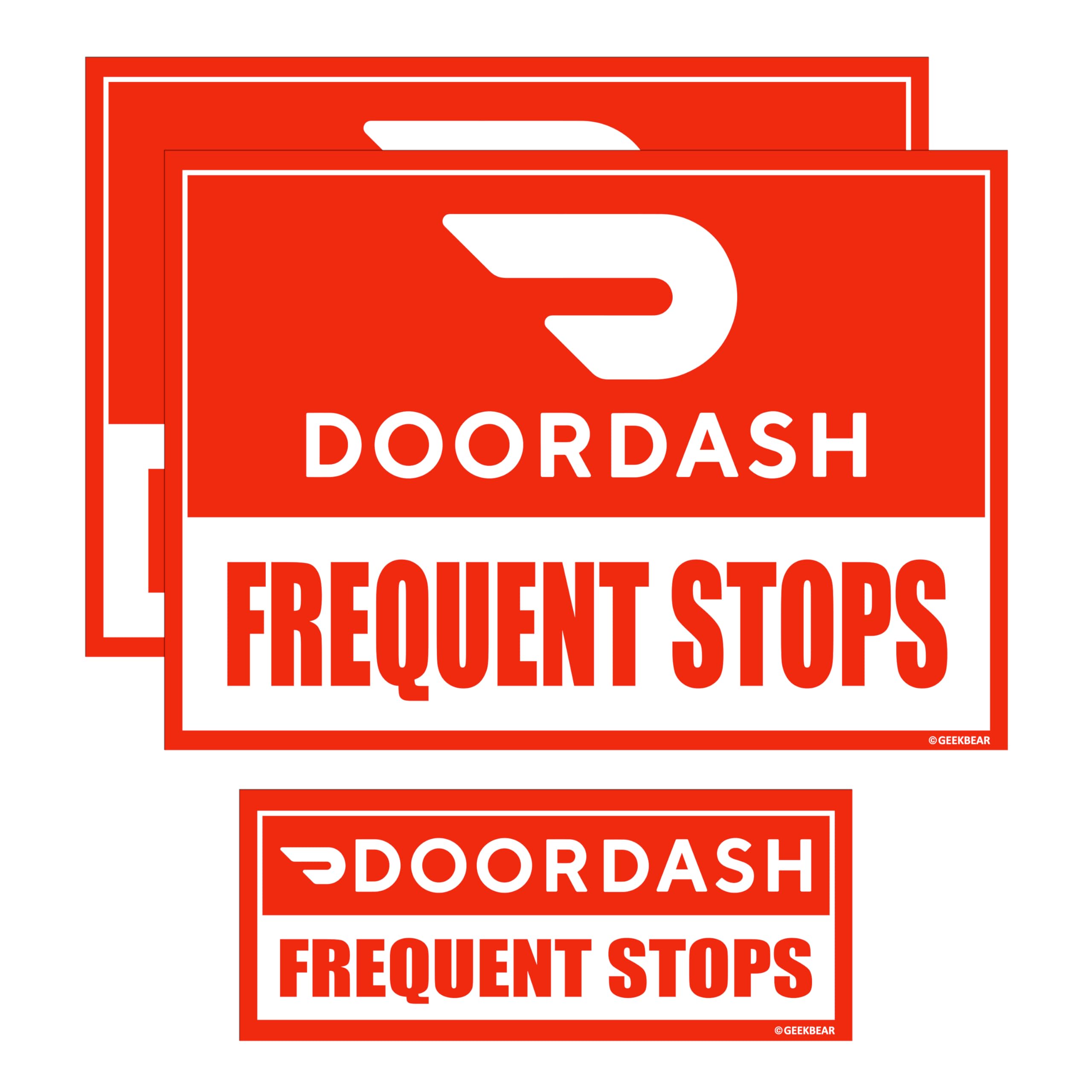 GEEKBEAR front-view red magnetic sign showing clear delivery ID and easy placement
