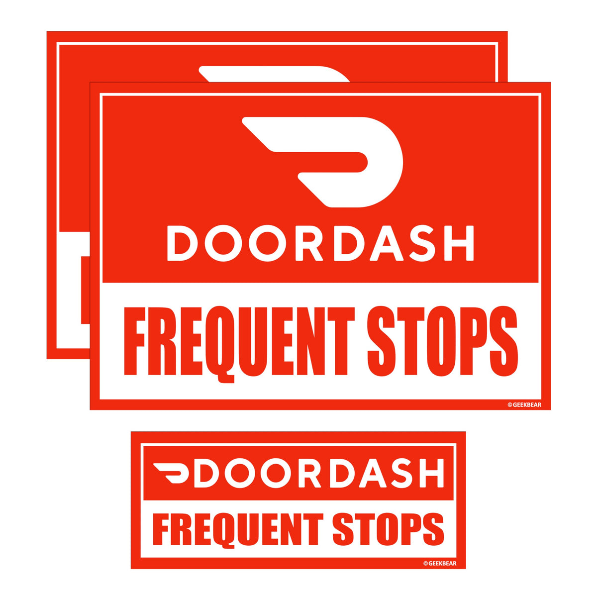 GEEKBEAR front-view red magnetic sign showing clear delivery ID and easy placement