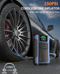 Geeneu air compressor nozzle and pump tube illustrating fast cordless inflation