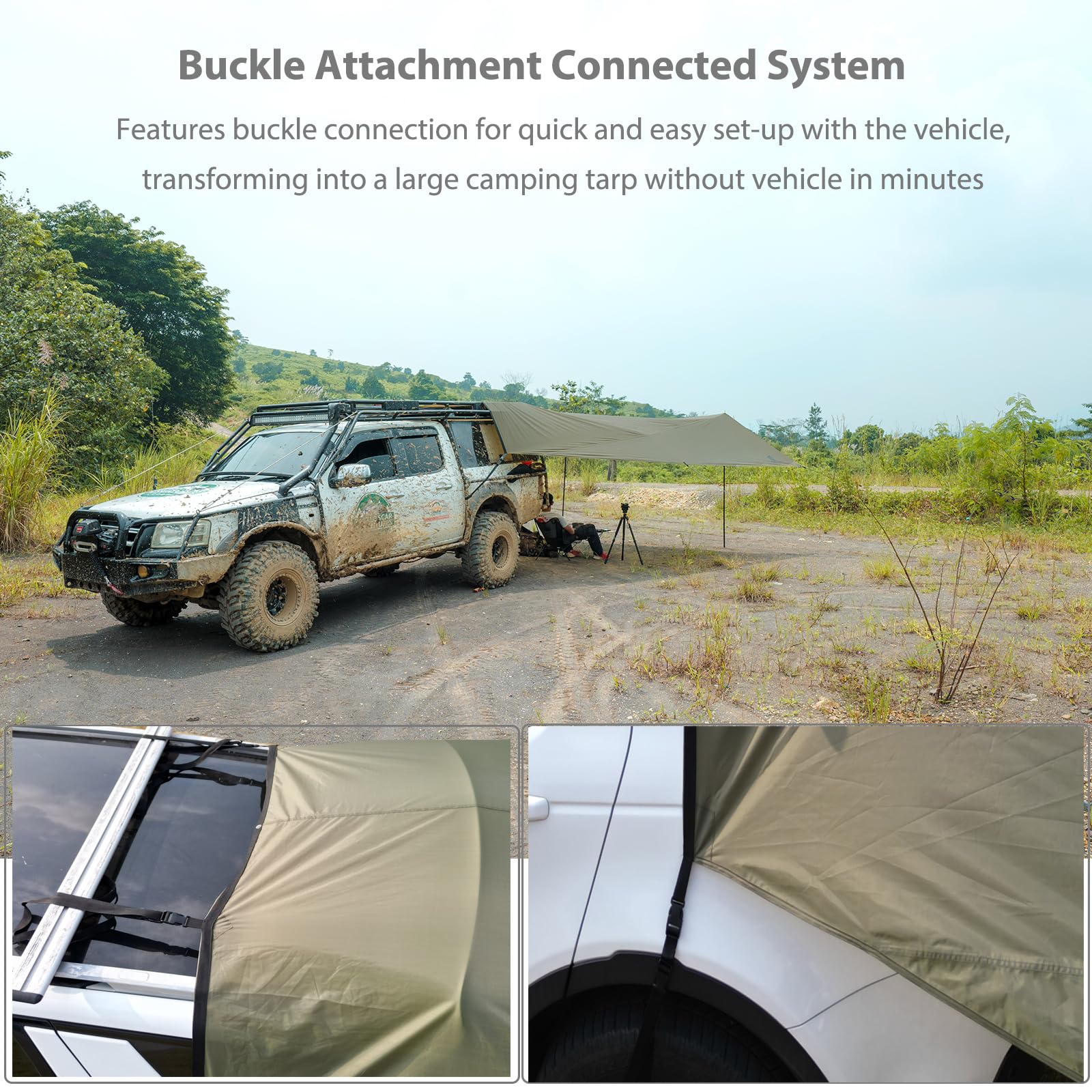 GEERTOP telescoping support poles extended showing adjustable-height benefit