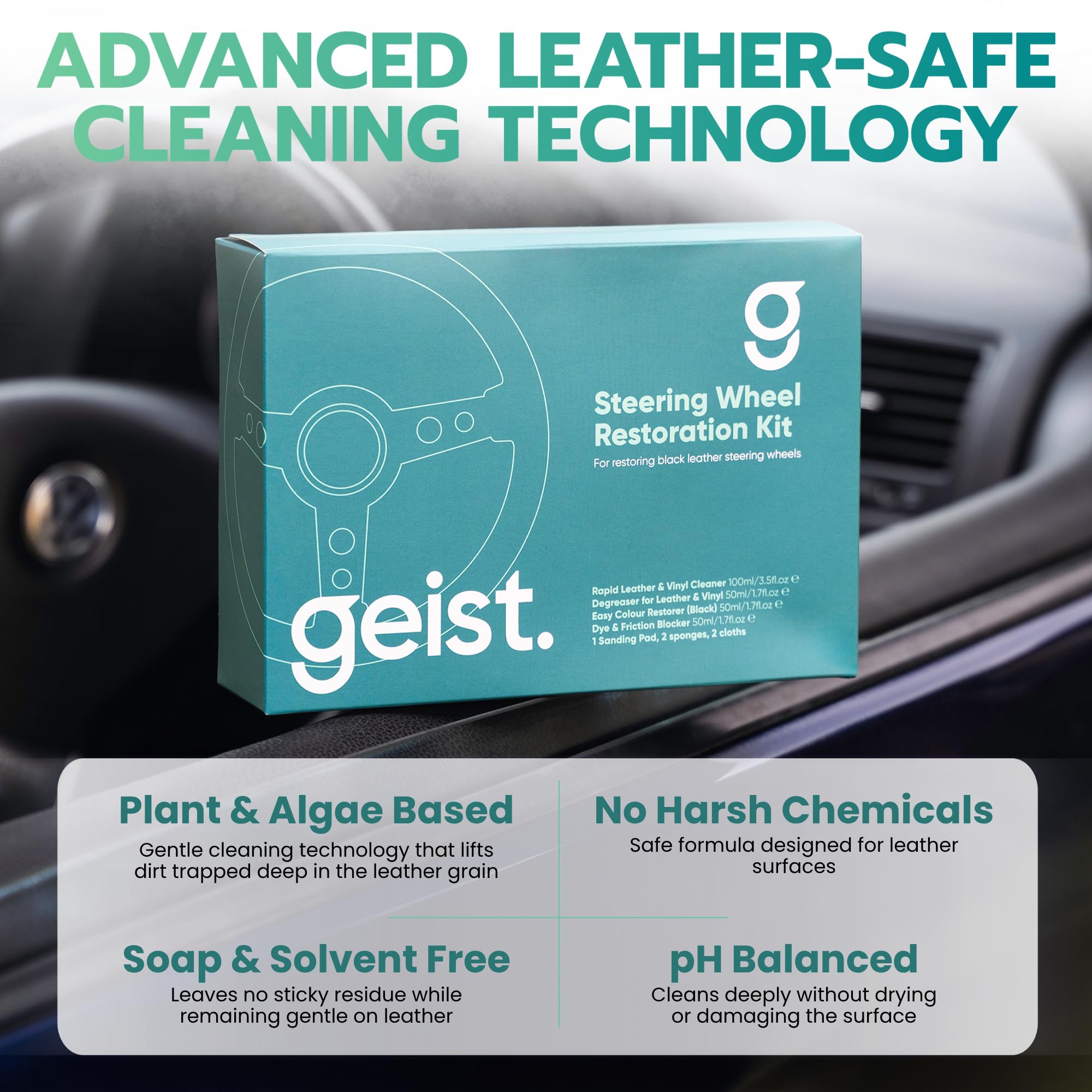 Geist application in car lifestyle shot illustrating easy DIY restoration benefit