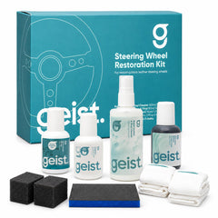 Geist front packaging showing complete steering wheel kit and benefit of full restoration